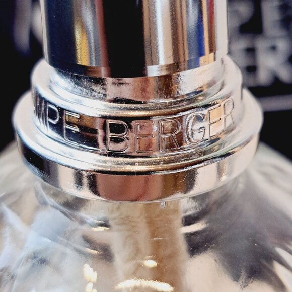 LAMPE BERGER Swirl Ribbed Clear Glass Fragrance Lamp w/Wick Cap & Crown in box - Picture 8 of 11